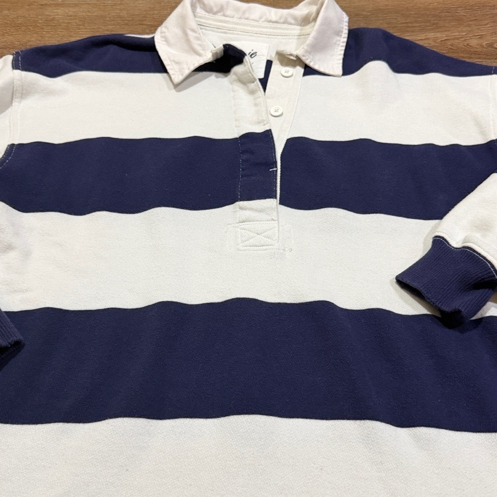 Aerie Navy and White Striped Rugby Polo - Picture 3 of 8